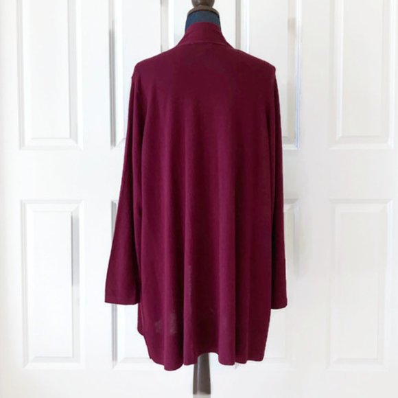 susan graver womens open front cardigan red maroon burgundy 2X soft stretchy new - Picture 5 of 9